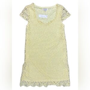 2/$12 Francesca’s XXS Yellow Lace Dress Spring Lined Modest Church Wedding